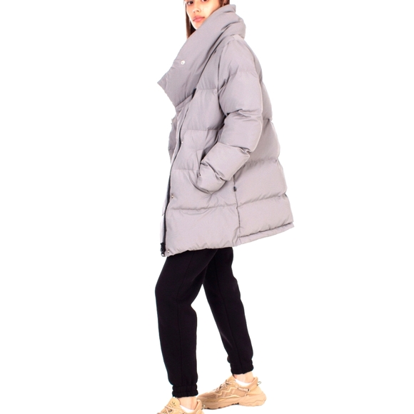 💥$120💥MOUSSY Shawl Collar Winter Coat Jacket Down Feather Puffer Jacket Gray S - Picture 3 of 10